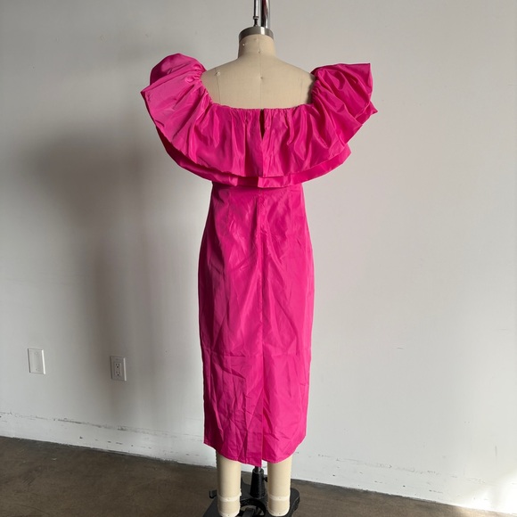 $595 NWT RHODE “Viola” Ruffle Midi Dress in Malibu Pink Sz 2 - Picture 10 of 13